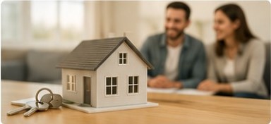 Model home and keys — flexible financing paths to ownership